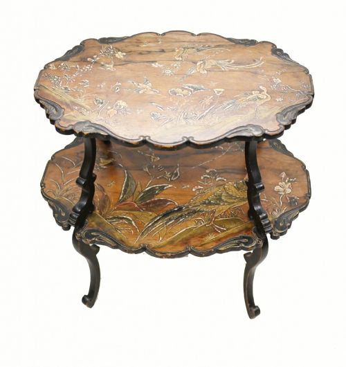 FRENCH ETAGERE TABLE JAPANNING ANTIQUE 1890 - ADDITIONAL PHOTO 7