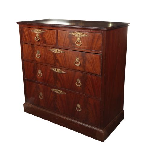 BIEDERMEIER CHEST DRAWERS COMMODE FLAME MAHOGANY 1840 - ADDITIONAL PHOTO 5
