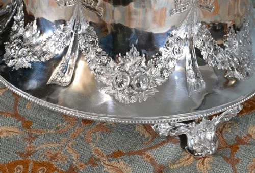 EDWARDIAN SILVER PLATE CAKE STAND SHEFFIELD MAPPIN AND WEBB PLATTER TAZZA - ADDITIONAL PHOTO 1