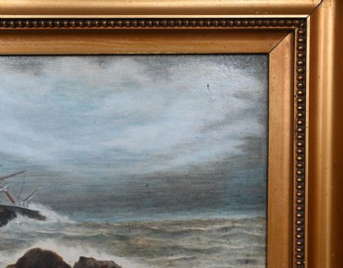 VICTORIAN OIL PAINTING SEA SCAPE SIGNED CHALES FSA 1880 - ADDITIONAL PHOTO 2