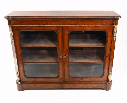 VICTORIAN PIER CABINET DISPLAY WALNUT CHEST 1860