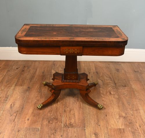 PERIOD REGENCY CARD TABLES GAMES BRASS INLAY 1810 - ADDITIONAL PHOTO 2