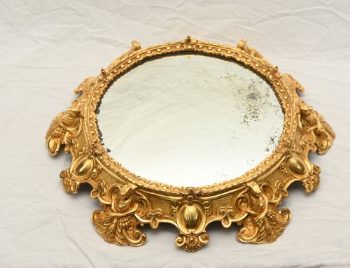 FRENCH ORMOLU MIRRORED PLATTER ROCOCO CENTREPIECE TRAY 1880 - ADDITIONAL PHOTO 3
