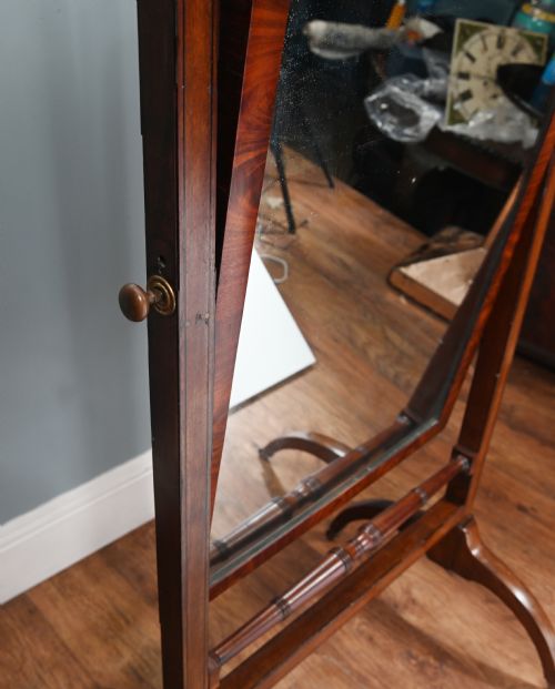 REGENCY CHEVAL MIRROR MAHOGANY TILT DRESSING GLASS 1860 - ADDITIONAL PHOTO 5