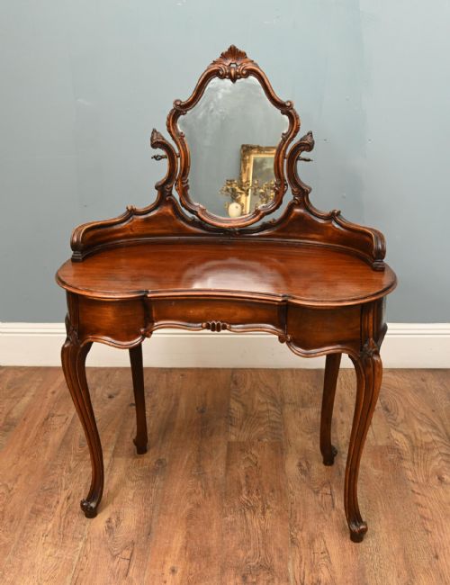 fig 1. Louis XV Dressing Table Walnut Antique Vanity Dresser Revival