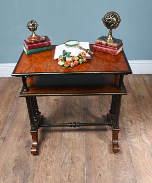 VICTORIAN DUMB WAITER AMBOYNA 1880 - ADDITIONAL PHOTO 9