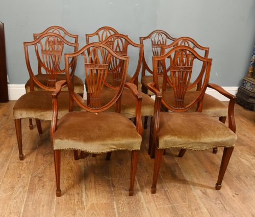 SET 8 HEPPLEWHITE DINING CHAIRS MAHOGANY DINERS