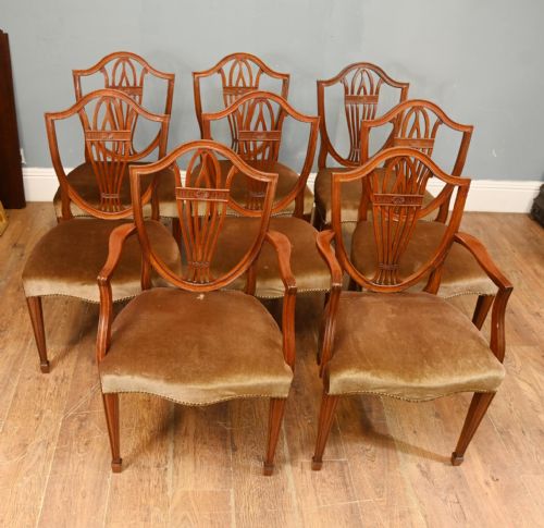 SET 8 HEPPLEWHITE DINING CHAIRS MAHOGANY DINERS - ADDITIONAL PHOTO 9