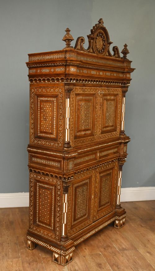 fig 3. Damascan Inlay Cabinet Bureau Mother Pearl Inlay Syrian Antiques 1890