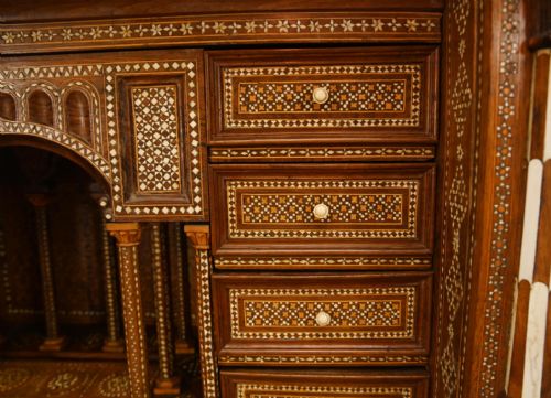 fig 4. Damascan Inlay Cabinet Bureau Mother Pearl Inlay Syrian Antiques 1890