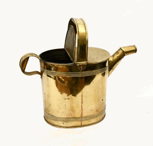 VICTORIAN BRASS WATERING CAN ANTIQUE GARDENING 1880 - ADDITIONAL PHOTO 3
