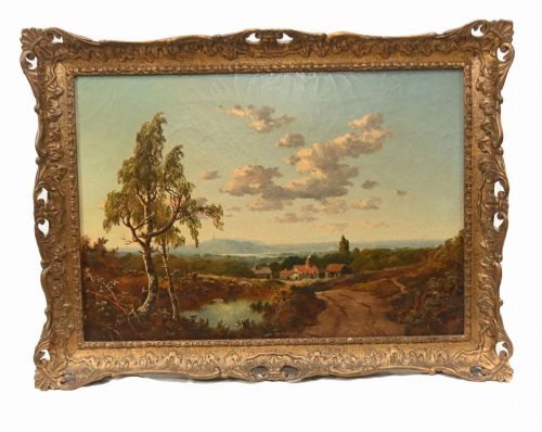 fig 1. Pair Victorian Oil Paintings English Landscape Pastoral Idyll 1880