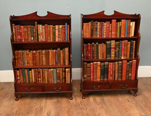 REGENCY WATERFALL BOOKCASES MAHOGANY OPEN REVIVAL - ADDITIONAL PHOTO 3