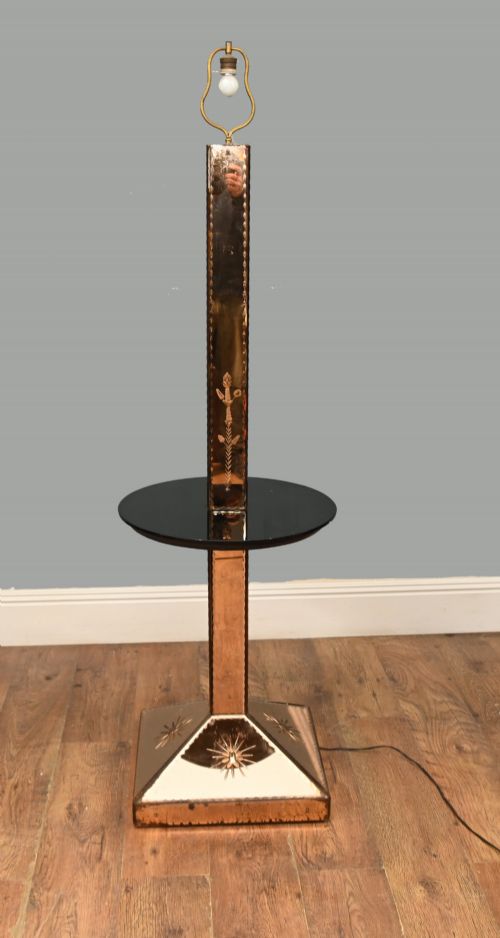 ART DECO FLOOR LAMP GLASS COCKTAIL TABLE 1930S