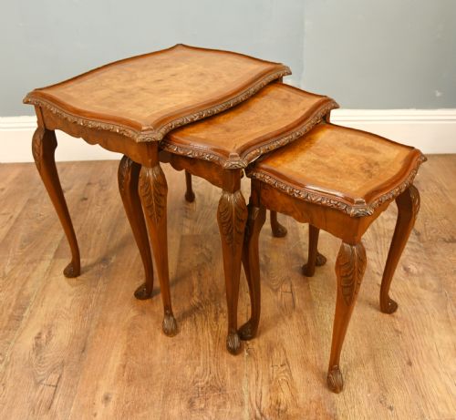 WALNUT NEST TABLES EPSTEIN CO GRADUATED SIDES 1930