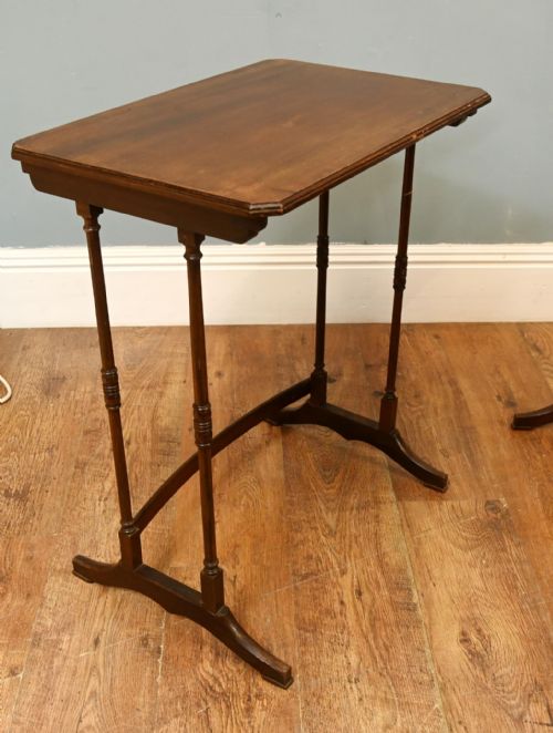 GEORGIAN NEST TABLES MAHOGANY SET FOUR SIDE REVIVAL - ADDITIONAL PHOTO 3