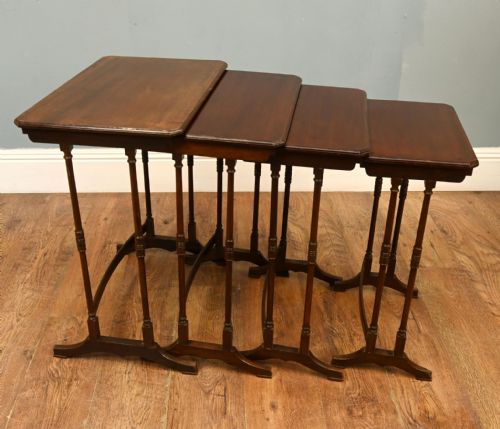 GEORGIAN NEST TABLES MAHOGANY SET FOUR SIDE REVIVAL