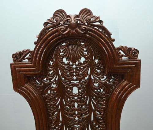 PAIR JACOBEAN HALL CHAIRS REVIVAL ARM THRONES CARVED OAK - ADDITIONAL PHOTO 4