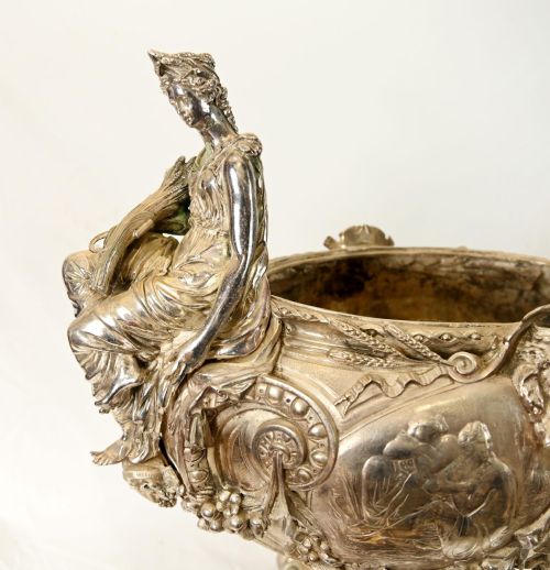 FRENCH SILVERED BRONZE CENTREPIECE BOWL AFTER LEROLLE FRES NAPOLEON III - ADDITIONAL PHOTO 4