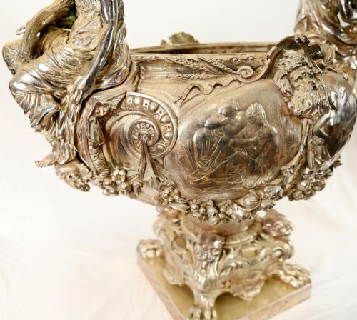FRENCH SILVERED BRONZE CENTREPIECE BOWL AFTER LEROLLE FRES NAPOLEON III - ADDITIONAL PHOTO 6