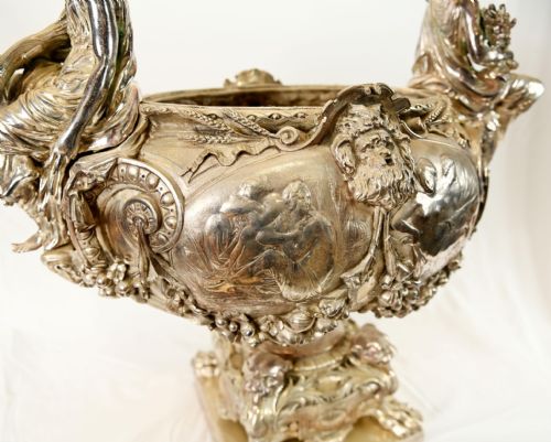 FRENCH SILVERED BRONZE CENTREPIECE BOWL AFTER LEROLLE FRES NAPOLEON III - ADDITIONAL PHOTO 7