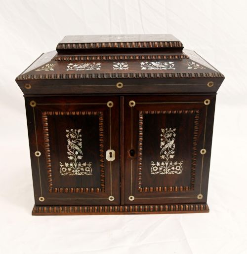 VICTORIAN COLLECTORS CABINET MOTHER OF PEARL JEWELLERY CHEST 1880