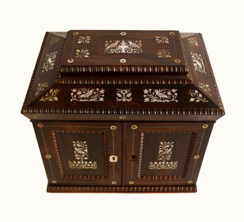VICTORIAN COLLECTORS CABINET MOTHER OF PEARL JEWELLERY CHEST 1880 - ADDITIONAL PHOTO 3