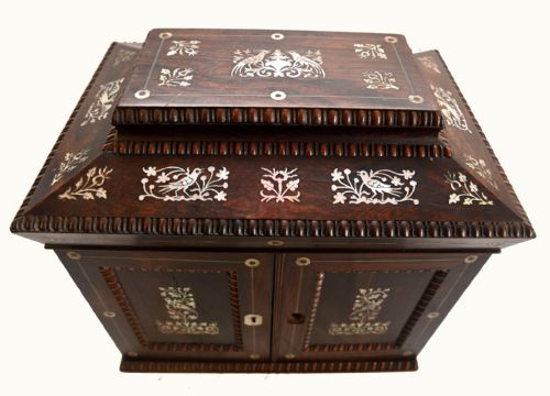 VICTORIAN COLLECTORS CABINET MOTHER OF PEARL JEWELLERY CHEST 1880 - ADDITIONAL PHOTO 4
