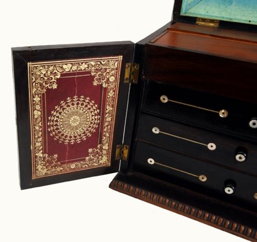 VICTORIAN COLLECTORS CABINET MOTHER OF PEARL JEWELLERY CHEST 1880 - ADDITIONAL PHOTO 6