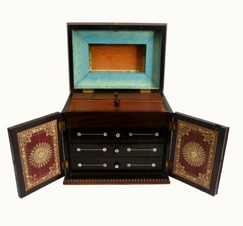 VICTORIAN COLLECTORS CABINET MOTHER OF PEARL JEWELLERY CHEST 1880 - ADDITIONAL PHOTO 8