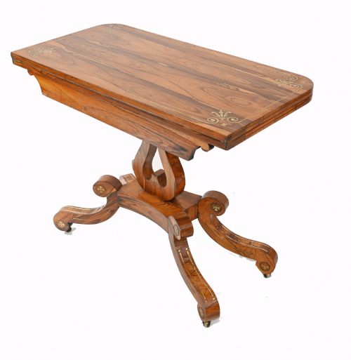 ANTIQUE CARD TABLE ROSEWOOD REGENCY GAMES TABLES CIRCA 1810 - ADDITIONAL PHOTO 3