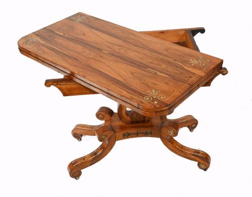 ANTIQUE CARD TABLE ROSEWOOD REGENCY GAMES TABLES CIRCA 1810 - ADDITIONAL PHOTO 4