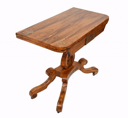 ANTIQUE CARD TABLE ROSEWOOD REGENCY GAMES TABLES CIRCA 1810 - ADDITIONAL PHOTO 5
