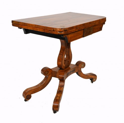 ANTIQUE CARD TABLE ROSEWOOD REGENCY GAMES TABLES CIRCA 1810 - ADDITIONAL PHOTO 8