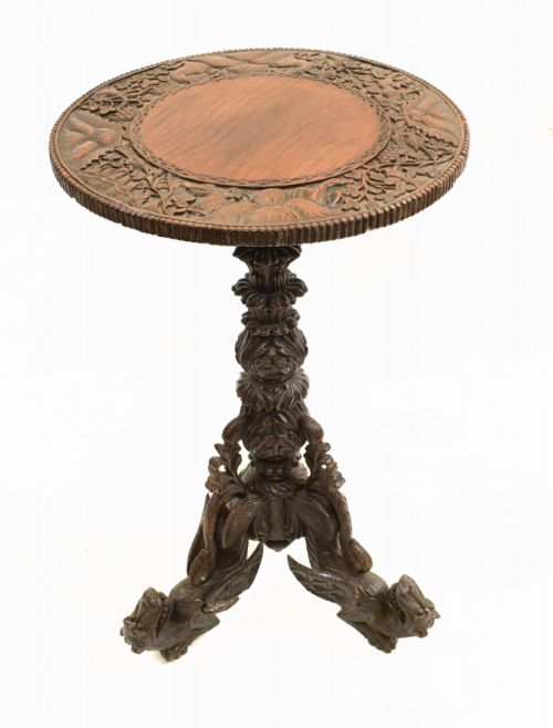 CARVED BURMESE SIDE TABLE ANTIQUE BURMA 1890