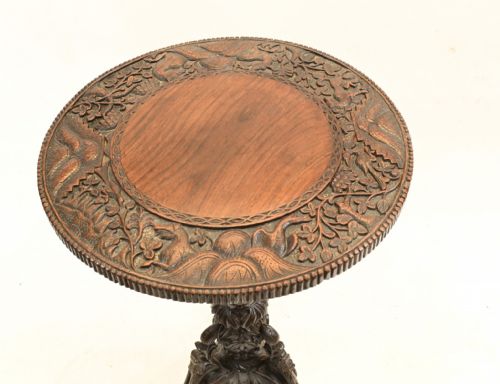 CARVED BURMESE SIDE TABLE ANTIQUE BURMA 1890 - ADDITIONAL PHOTO 1