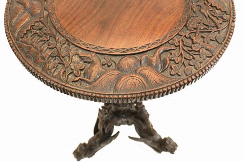 CARVED BURMESE SIDE TABLE ANTIQUE BURMA 1890 - ADDITIONAL PHOTO 2