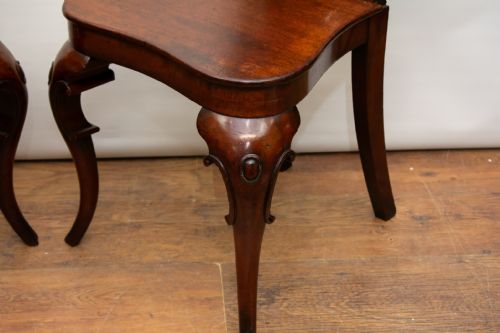 PAIR VICTORIAN HALL CHAIRS ANTIQUE 1840 CARVED SEATS - ADDITIONAL PHOTO 3