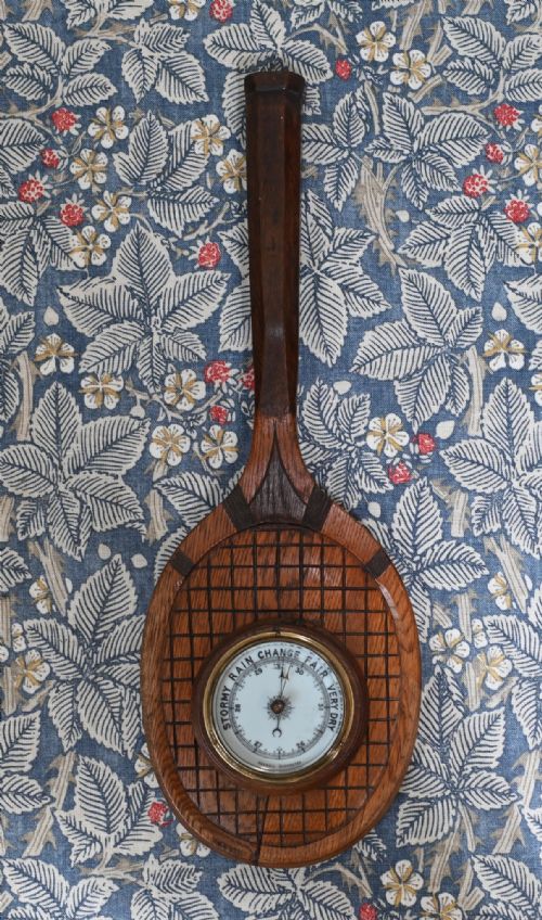 ANTIQUE BAROMETER TENNIS RACQUET CLUB ANEROID 1930