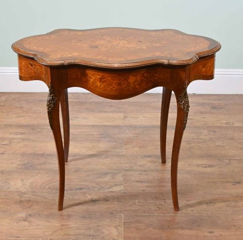 Antique French Desk Louis XV Shaped Writing Table Floral Inlay