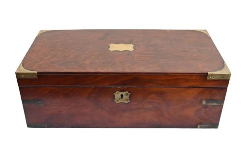 Antique Victorian Mahogany Campaign Writing Slope Circa 1850