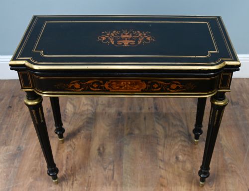 Napoleon III Card Table Ebonised Marquetry Games Circa 1880