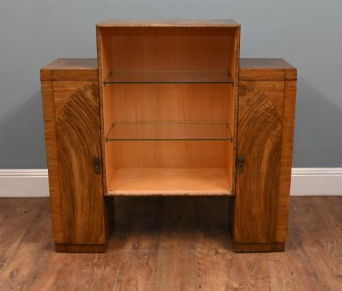 Art Deco Figured Walnut Display Cabinet Circa 1930