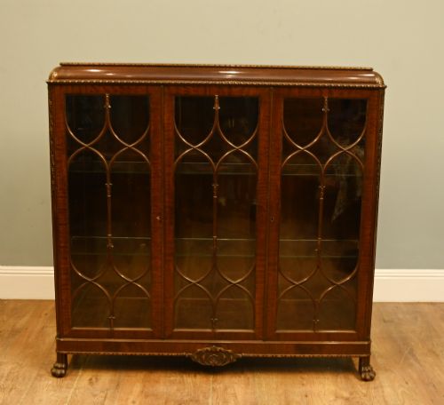 Chippendale Mahogany Glazed Bookcase Cabinet 1910