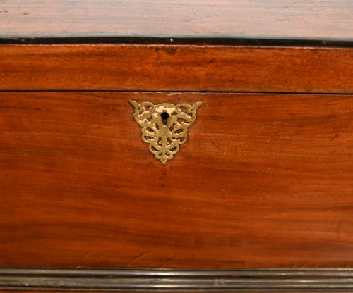 fig 2. Antique Portuguese Inlaid Linen Trunk Marriage Chest 1800