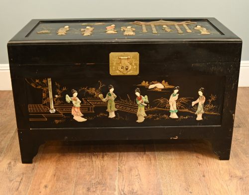 Chinese Lacquer Coffer Storage Box Antique Wedding Chest 1920