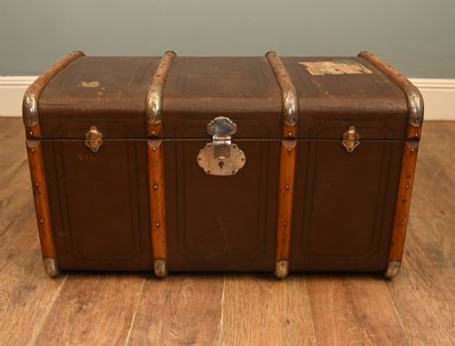 Antique Steamer Trunk Luggage Case Leather Vintage 1920s
