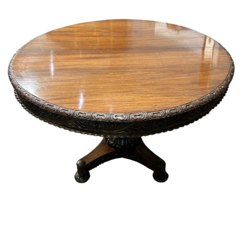 Burmese Round Dining Table Antique Carved Hardwood Burma 1840