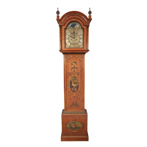 Scottish Grandfather Clock Moonphase Longcase Painted Satinwood 1830