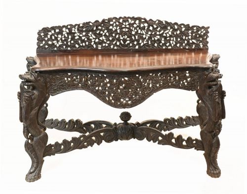 Burmese Console Table Antique Carved Burma Furniture 1880